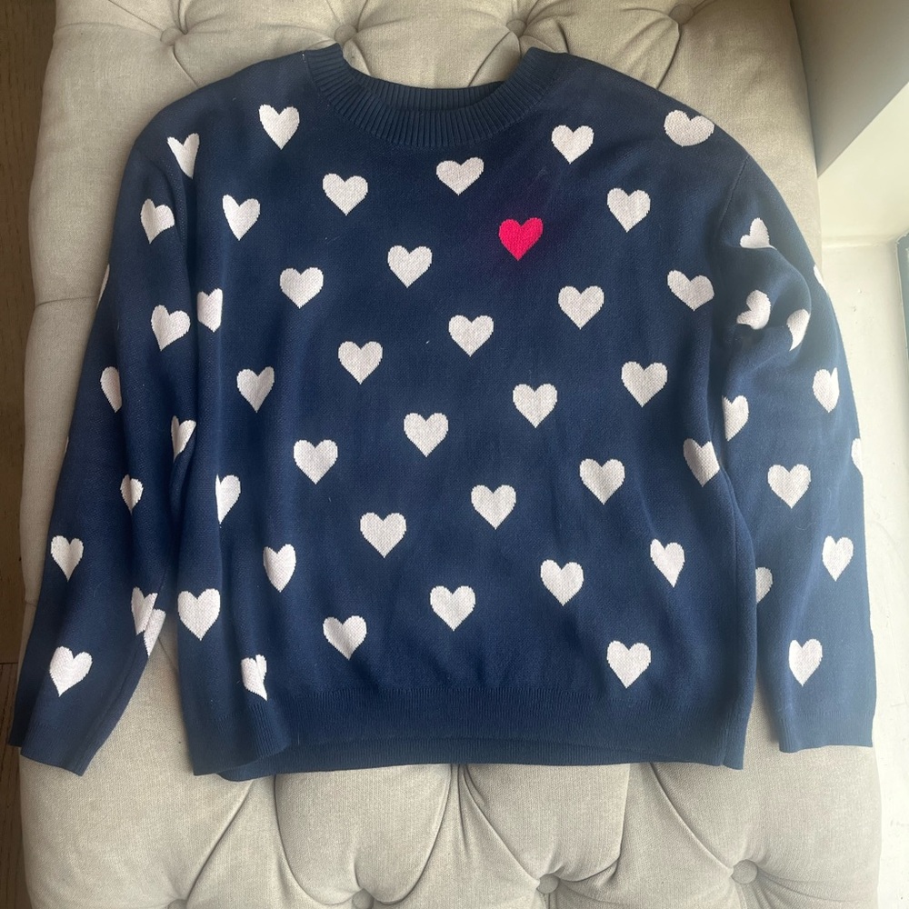 LOFT Navy Sweater with Heart Design